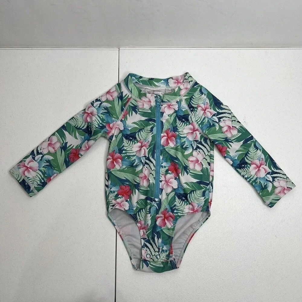 Tommy‎ Bahama Toddler 12 Months Swim Suit Girls One Piece Rash Guard Sun Protect